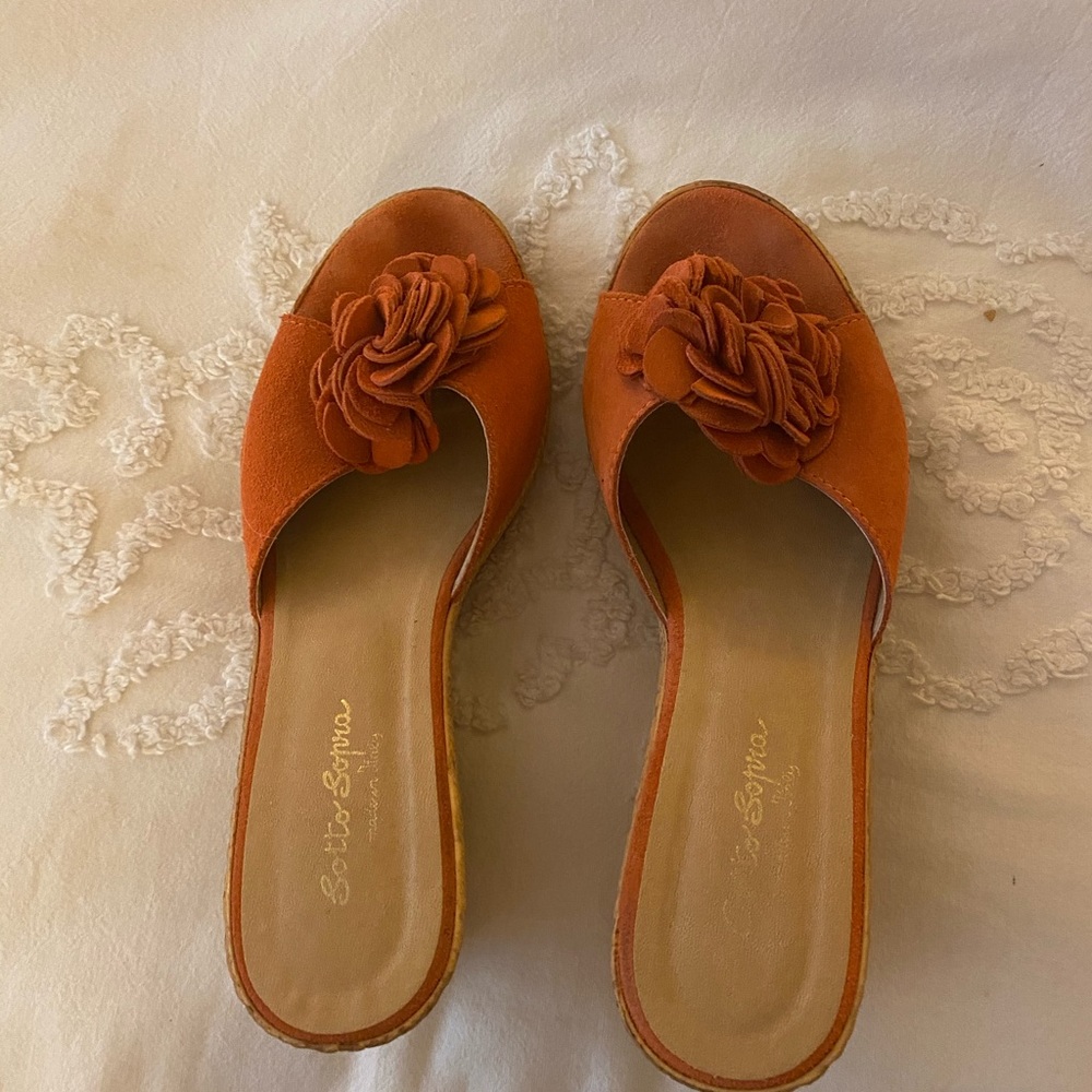 Beautiful Pumpkin wedge sandals